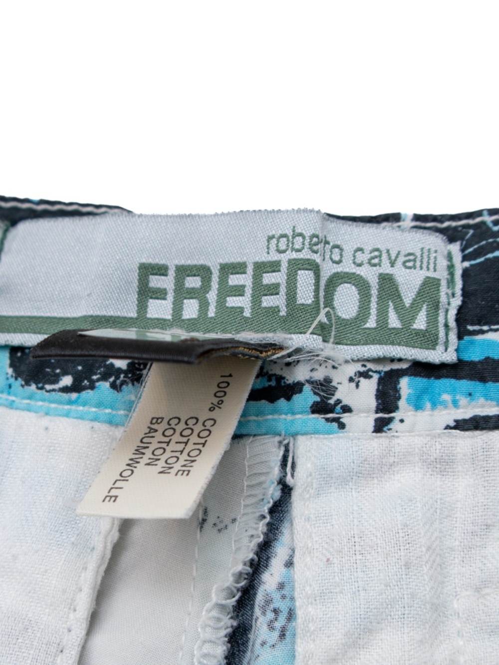 Roberto Cavalli Freedom Cargo Pants Blue Graphic Print Utility Joggers Size 42 - Picture 9 of 11